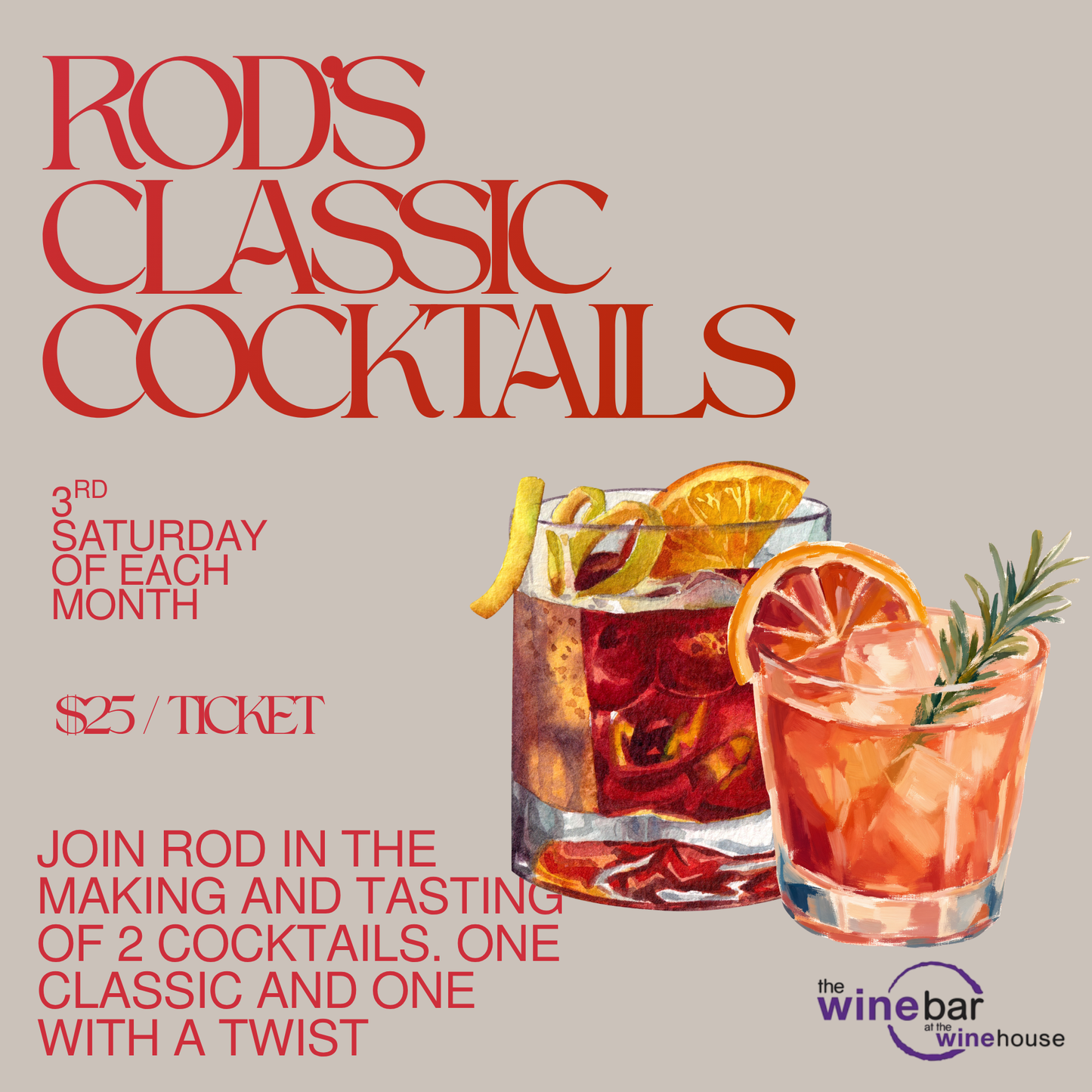 Rod's Classic Cocktail Class - September 19th